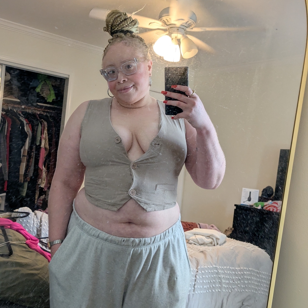 Forever 21 Tan Button Down Crop Top